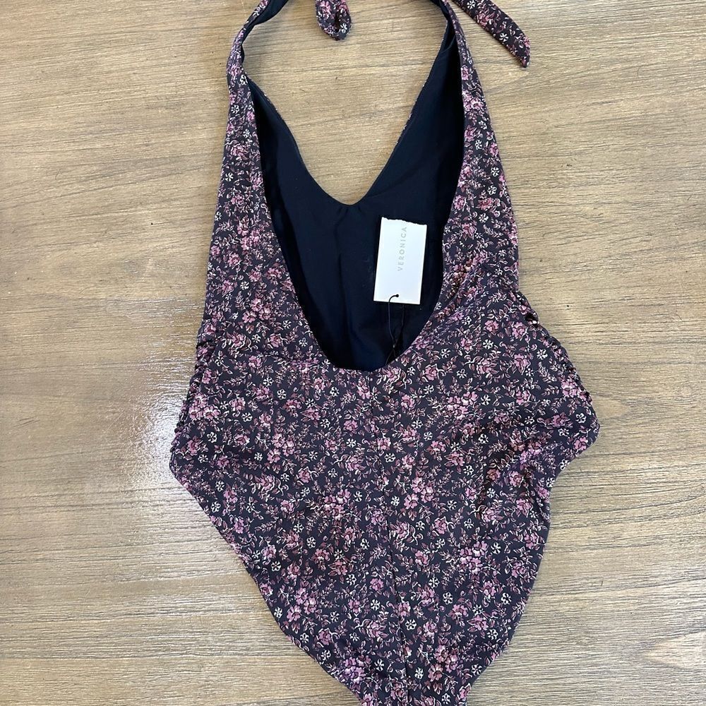 Veronica Beard Vickerie Swimsuit Medium One Piece Halter Floral - Picture 7 of 13